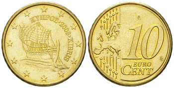 Кипр  10 евроцентов 2008  KM 81 нордик  UNC  4142-127