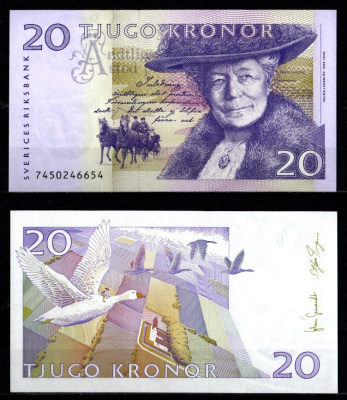 Швеция 20 крон 2007 Pick 63 бумага UNC (пресс) 2198-16-3-2