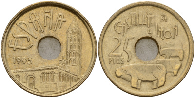 Испания 25 песет 1995 Кастилья и Леон (Castilla y Leon), Хуан Карлос I (1975-2014) KM 948 латунь 4597-151