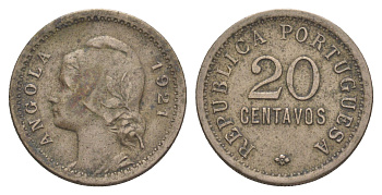 Ангола 20 сентаво 1921 KM 64 медно-никель 4127-613