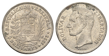 Венесуэла 5 боливаров 1977 Симон Боливар Y 53 никель 4661-311