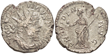 Римская Империя (императоры в Галлии) антониниан 260 - 269 Постум. IMP C POSTVMVS P F AVG / PROVIDENTIA AVG, Провиденция, держащая скипетр и сферу, Колония Агриппины, Good Very fine RIC 323 биллон 1073-13-37