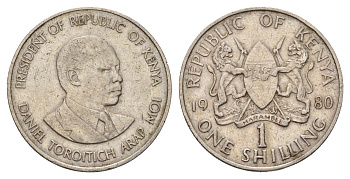 Кения 1 шиллинг 1980 Дэниэл арап Мои KM 20 медно-никель 4675-151