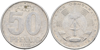 ГДР 50 пфеннигов 1971 A KM 12.2 алюминий 4143-756