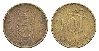 Финляндия 10 марок 1956 KM 38 алюминиевая бронза 4647-453