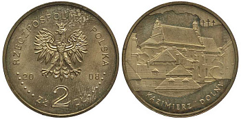 Польша 2 злотых 2008 серия города Польши, Казимеж-Дольны KM 641 латунь 114-423