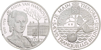 НИДЕРЛАНДЫ МЕДАЛЬ ND СЕРИЯ ПРАВИТЕЛИ НИДЕРЛАНДОВ, АННА ГАННОВЕРСКАЯ (1709-1759), ДИАМЕТР 38 ММ., ВЕС 25,12 ГР., ПРОБА 925 серебро PROOF 1088-5-32