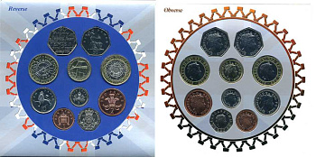 Великобритания набор из 10 монет 2005 официальный набор в оригинальном картонном буклете BUNC 1-4-2-29
