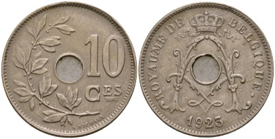 Бельгия 10 сантимов 1923 Король Альберт I (1910 - 1934) KM 85 медно-никель 183-415