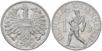 Австрия 1 шиллинг 1947 KM 2871 алюминий 210-813
