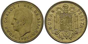 Испания 1 песета 1975 (80) Хуан Карлос I (1975-2014) KM 806 алюминиевая бронза 4138-1033