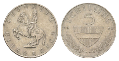 Австрия 5 шиллингов 1970 KM 2889a медно-никель 4551-432