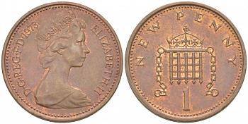 Великобритания 1 пенни 1971 Елизавета II (1952-2022) KM 915, Spink 4237 (B1) бронза 112-1012