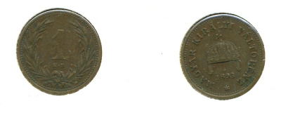 ВЕНГРИЯ 1 ФИЛЛЕР 1893 KB KM 480 бронза 76-532