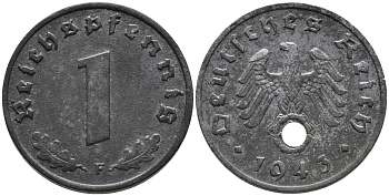 ГЕРМАНИЯ 1 РЕЙХСПФЕННИГ 1943 F KM 97, J.369 цинк 96-812
