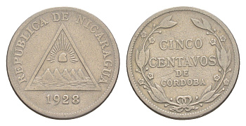 Никарагуа 5 сентаво 1928 KM 12 медно-никель 1528-1223