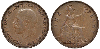 Великобритания 1 пенни 1936 Георг V (1910-1936) KM 838, Spink 4055 бронза 4123-1045