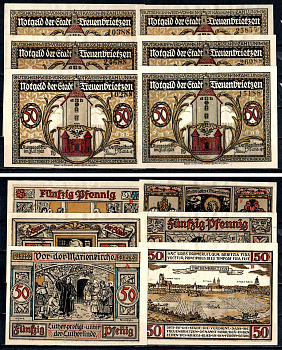 Тройенбрицен (Пруссия, Бранденбург) набор из 6 нотгельдов 1921 7555-4-4-2