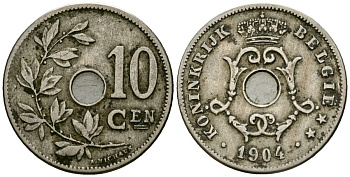 Бельгия 10 сантимов 1904 Belgie KM 53 медно-никель 4172-1137