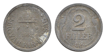 Венгрия 2 филлера 1943 BP KM 519 цинк 4665-524