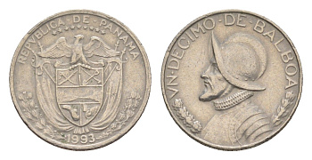 Панама 1/10 бальбоа (10 сентесимо) 1993 KM 10 медь плакированная медно-никелем 4644-169