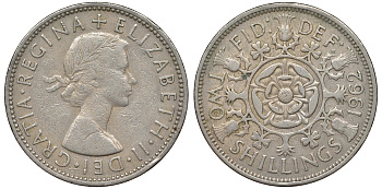 Великобритания 2 шиллинга (флорин) 1962 Елизавета II (1952-2022) KM 906, Spink 4146 медно-никель 62-847