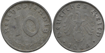 Германия 10 рейхспфеннигов 1944 B KM 101, J.371 цинк 4151-316