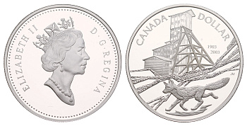 Канада 1 доллар 2003 100 лет добыче кобальта, в оригинальной коробке, с сертификатом KM 450 серебро PROOF 2-5-1-08