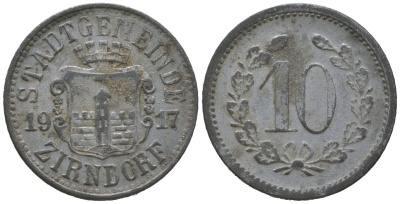 Цирндорф (Бавария) 10 пфеннигов 1917 Funck 626.2, Men18 35138.2 цинк 4588-725