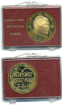 Нидерланды, Утрехт медаль 1985 понтифик Иоанн Павел II, позолота, в оригинальной пластиковой упаковке медно-никель PROOF 5-6-2-61