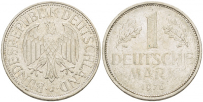 ФРГ 1 МАРКА 1976 J KM 110, J. 385 медно-никель 3718-1145