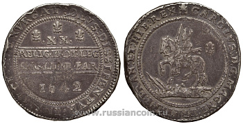 Англия 1 фунт = 20 шиллингов 1642 Карл I (1625-1649), монета гражданской войны, 119,74 гр Dav. 539 f; Seaby 2940 серебро 00-000-00