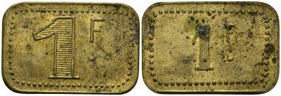 Франция 1 франк ND ресторанный жетон латунь 4166-151