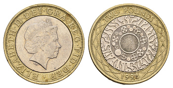 Великобритания 2 фунта 1998 Елизавета II (1952-2022) KM 994, Spink 4570 (K9) биметалл 3999-1036