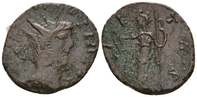 Римская Империя, императоры в Галлии антониниан 270 - 271 Викторин, IMP C VICTORINVS P F AVG, бюст императора / SALVS AVG, Салюта, персонификация Здоровья, локальная чеканка в Галлии RIC 71 биллон 1073-25-84