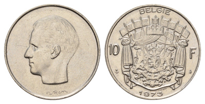 Бельгия 10 франков 1973 Belgie, Бодуэн I (1951-1993) KM 156 никель 3459-856