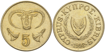 Кипр 5 центов 1992 KM 55.3 никель латунь 4141-1016