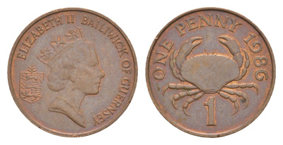 Гернси 1 пенни 1986 KM 40 бронза 4659-611