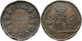 АВСТРИЯ МЕДАЛЬ 1869 ДИАМЕТР 43,5 ММ. бронза 02-036-44