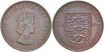 Джерси 1/12 шиллинга 1966 900 лет Нормандскому завоеванию KM 26 бронза 4512-536