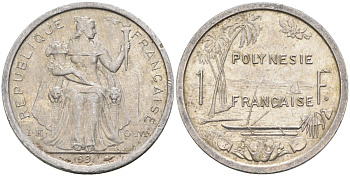 Французская Полинезия 1 франк 1991 KM 11 алюминий 4126-1115