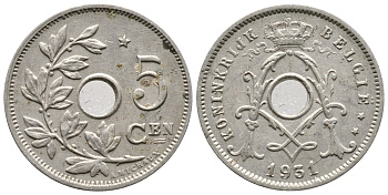 Бельгия 5 сантимов 1931 Belgie KM 94 медно-никель    4608-666