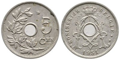 Бельгия 5 сантимов 1931 Belgie KM 94 медно-никель    4608-666