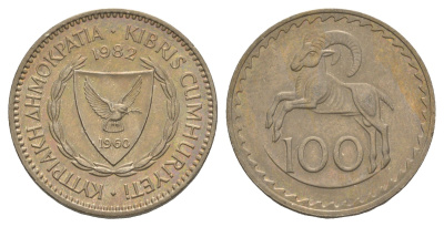 Кипр 100 милей 1982 KM 42 медно-никель UNC 4652-425