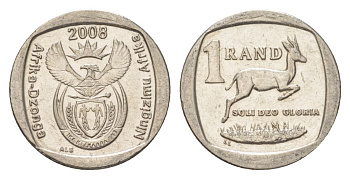 ЮАР 1 ранд 2008 KM 444 медь плакированная никелем 4627-524