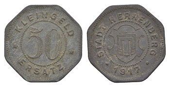 Херренберг 50 пфеннигов 1917 Funck 209.1, Men05 11430.1, Men18 14329.1 цинк 1521-114