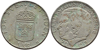 Швеция 1 крона 2000 Карл XVI Густав (1973- ) KM 852а медно-никель 4364-4111