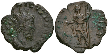 Римская Империя, императоры в Галлии антониниан 272 - 273 Тетрик, IMP TETRICVS P F AVG, бюст императора / PRINC IVVENT, Тетрик II с копьем и ветвью Mairat 813 биллон 1073-19-22