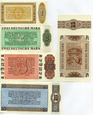 ФРГ, Bethel, Билефельд набор из 5 бон (1, 2, 5, 10, 20 марок) 1958-1973 ваучер на получение товаров и услуг в магазине для людей с ограниченными физическими возможностями и нуждающихся в постоянном уходе бумага UNC (пресс) 450-114-1