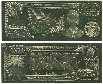 Белиз 5 долларов 1984 серия для коллекционеров, цветы золото, бумага UNC (пресс) 000-00-00